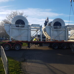 wind tunnel parts displayed on truck for transportation