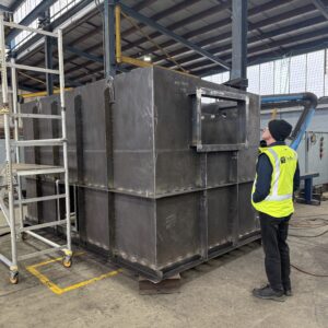 Grain Corp Baghouse, Taylors worker inspects